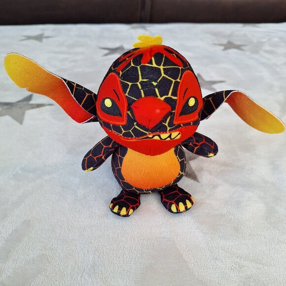 Stitch Disney Plush Hawaiian Elements Fire Volcanic Black & Orange 6" Just Play - Picture 1 of 6